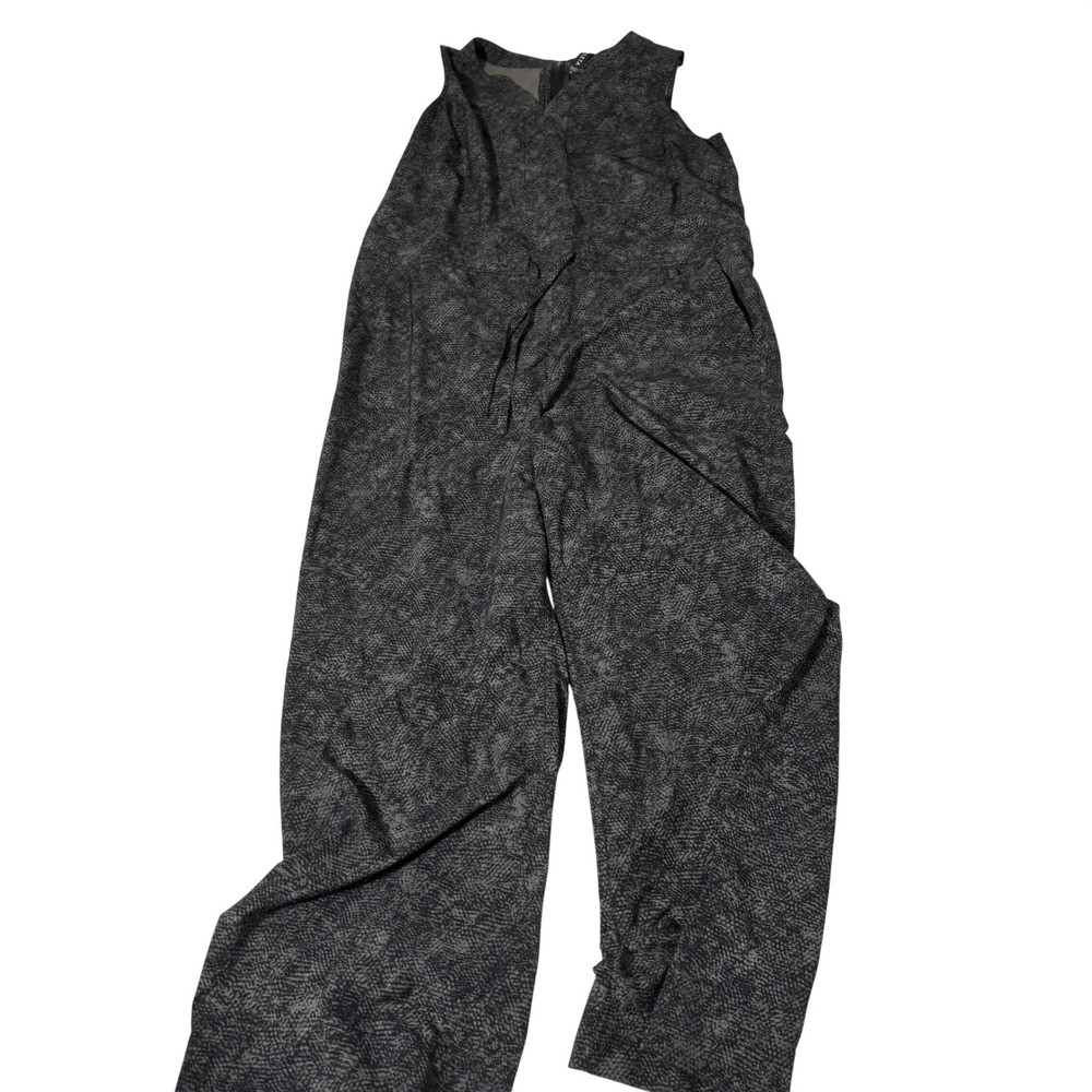 Athleta Womens Grey Black Textured Sleeveless Wide Leg Jumpsuit Size S